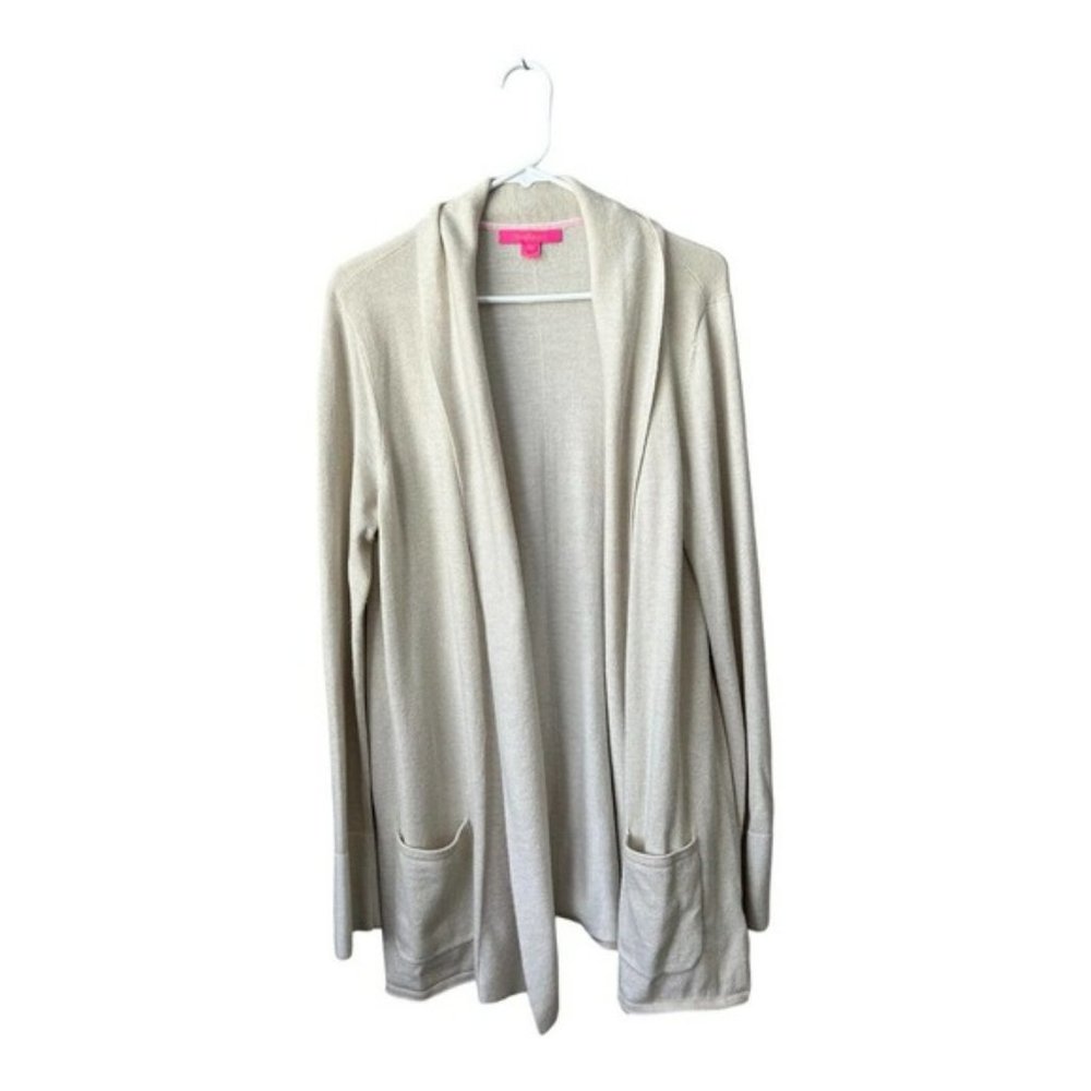 Lilly Pulitzer Women's Gold Shimmer Long Sleeve Open Front Cardigan Size XL